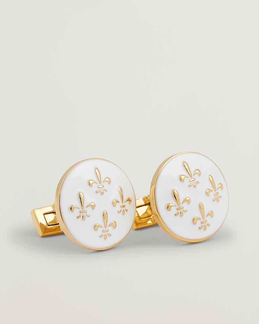 Herren | Manschettenknöpfe | Skultuna | Cuff Links Fleur de Lys Gold/Ivory White