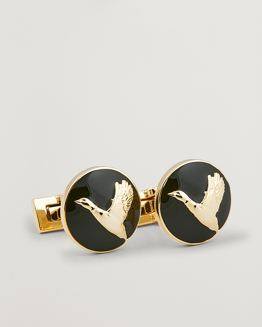 Herren | Skultuna Cuff Links Hunter Flying Duck Gold/Green | Skultuna | Cuff Links Hunter Flying Duck Gold/Green