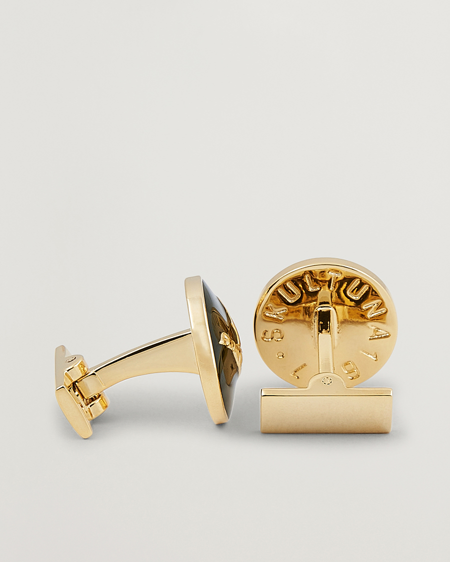 Men | Cufflinks | Skultuna | Cuff Links Hunter Flying Duck Gold/Green