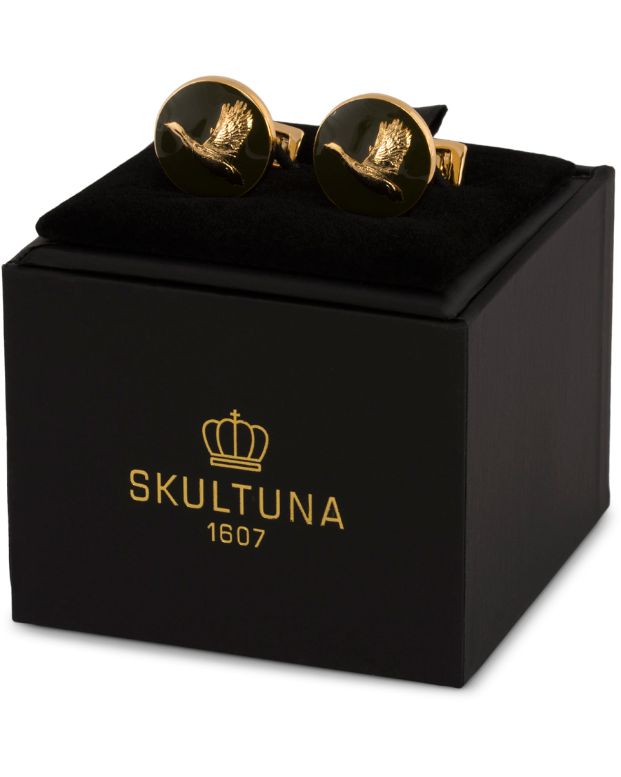 Herren | Skultuna Cuff Links Hunter Flying Duck Gold/Green | Skultuna | Cuff Links Hunter Flying Duck Gold/Green