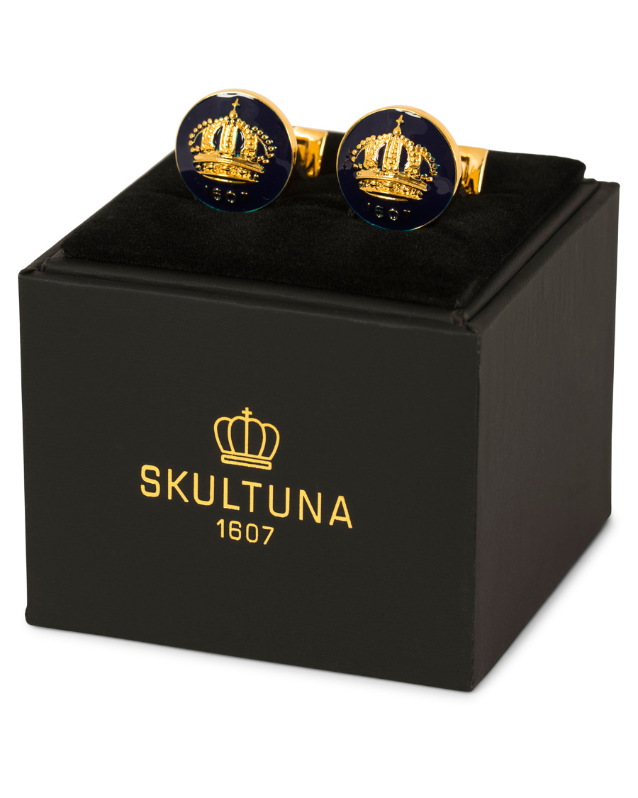 Herren | Manschettenknöpfe | Skultuna | Cuff Links The Crown Gold/Royal Blue
