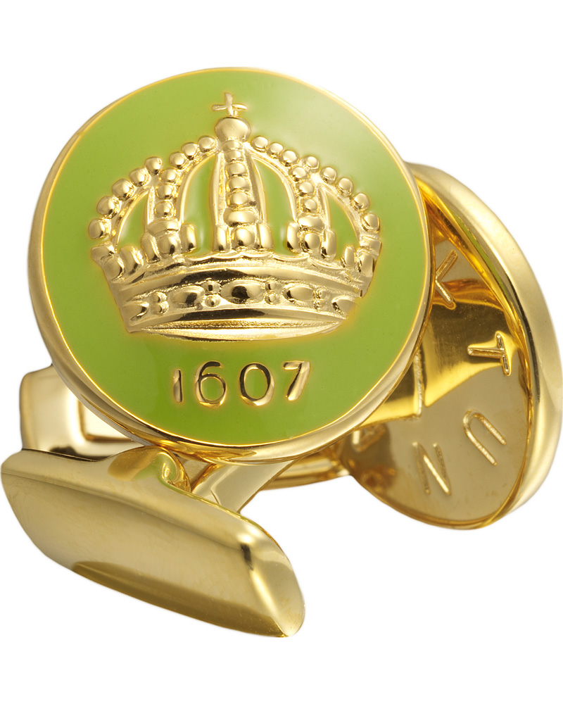 Herren | Skultuna Cuff Links The Crown Gold/Lime Green | Skultuna | Cuff Links The Crown Gold/Lime Green