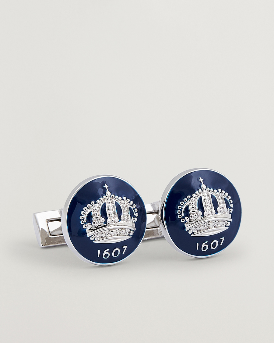 Herren | Manschettenknöpfe | Skultuna | Cuff Links The Crown Silver/Royal Blue