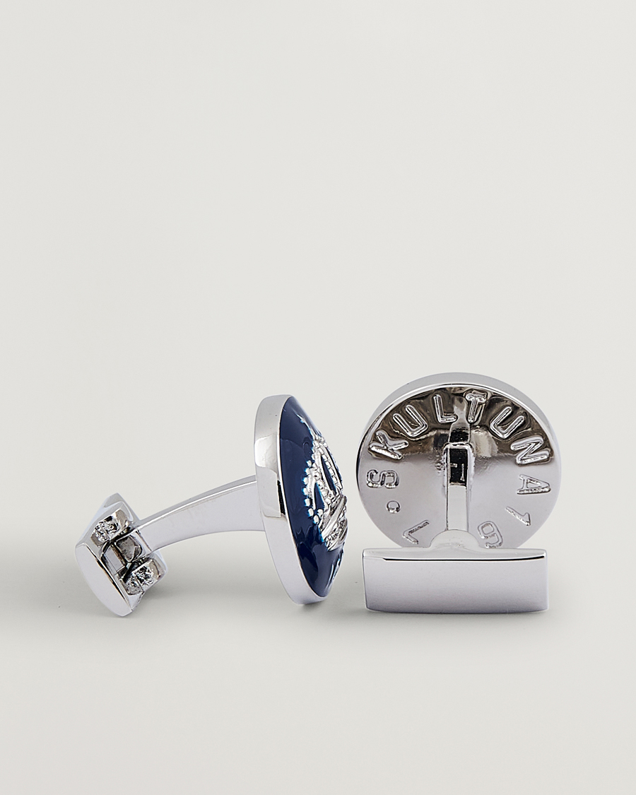 Herren | Skultuna Cuff Links The Crown Silver/Royal Blue | Skultuna | Cuff Links The Crown Silver/Royal Blue