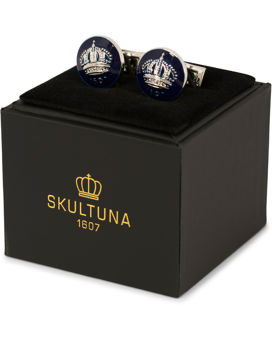 Herren | Manschettenknöpfe | Skultuna | Cuff Links The Crown Silver/Royal Blue