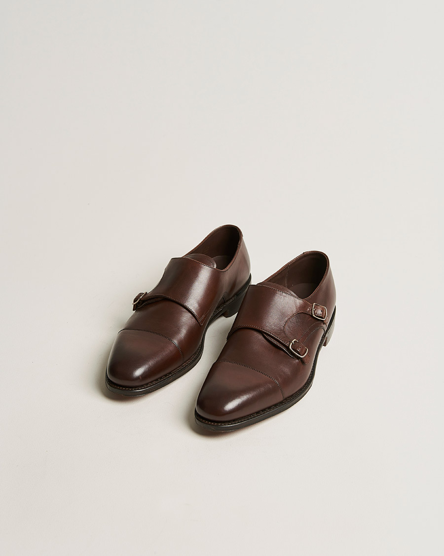 Herren | Handgefertigte Schuhe | Loake 1880 | Cannon Monkstrap Dark Brown Burnished Calf
