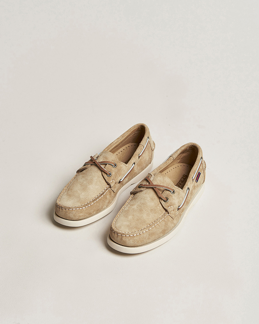 Men |  | Sebago | Docksides Suede Boat Shoe Beige Camel