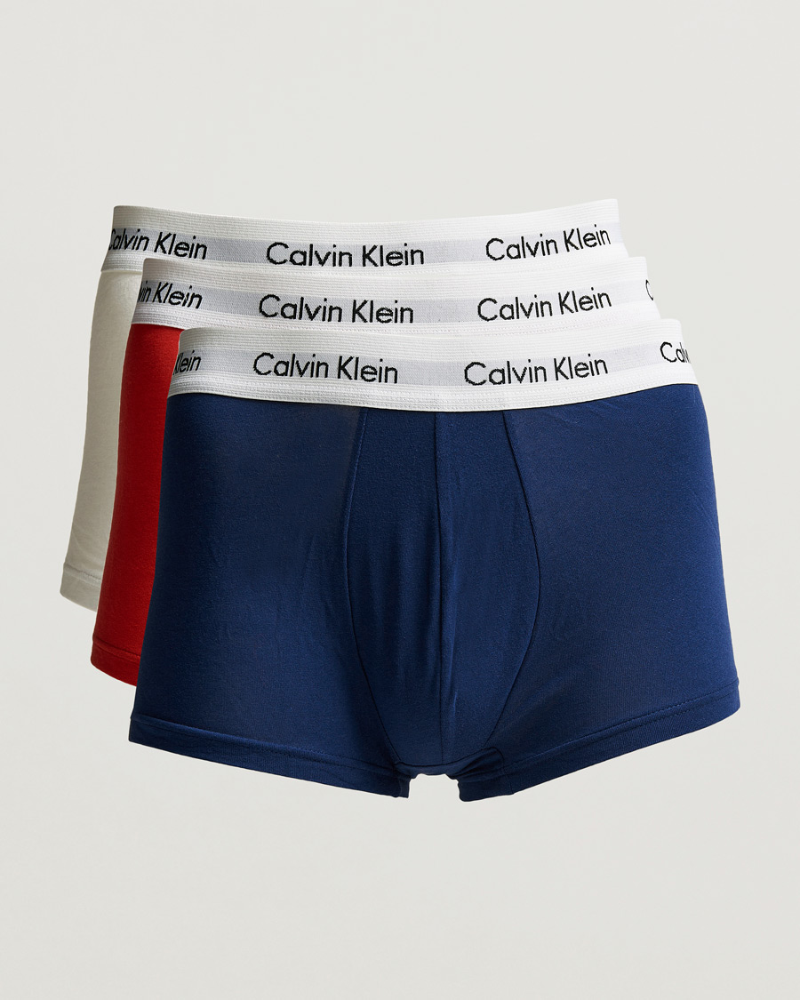 Herren | Unterwäsche | Calvin Klein | Cotton Stretch Low Rise Trunk 3-pack Red/Blue/White