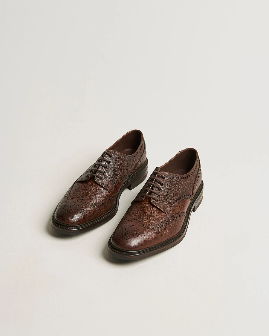 Herren | Handgefertigte Schuhe | Loake 1880 | Badminton Brogue Dark Brown Grain
