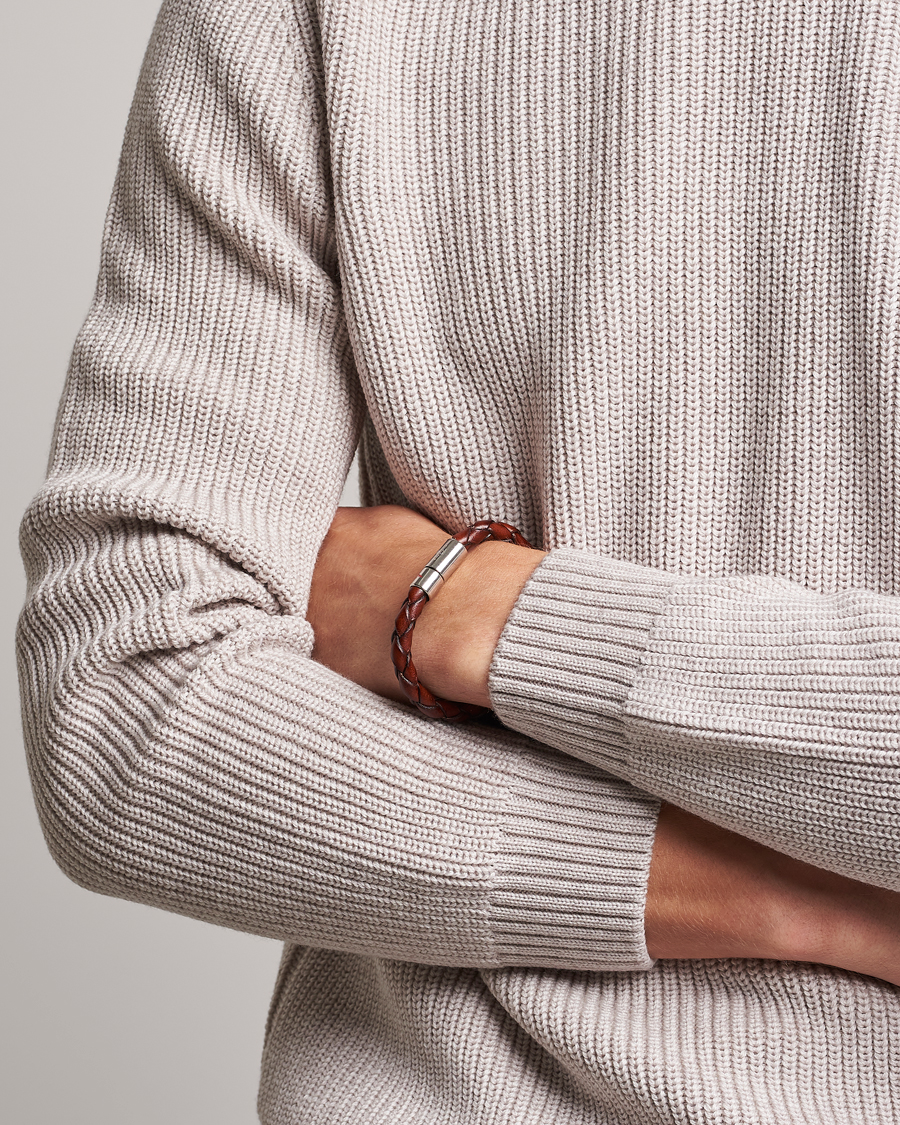 Herren | Armbänder | Skultuna | Leather Bracelet Plaited 7 by Lino Ieluzzi Brown