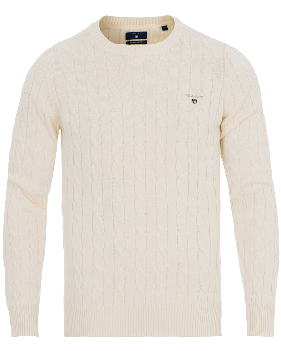 Herren | Pullover | GANT | Cotton Cable Crew Pullover Cream