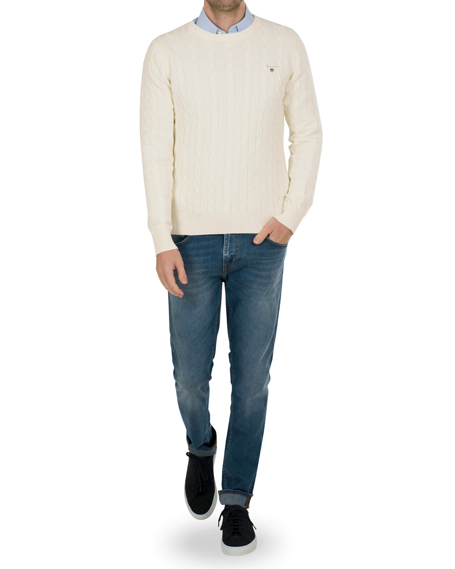 Herren | Pullover | GANT | Cotton Cable Crew Pullover Cream