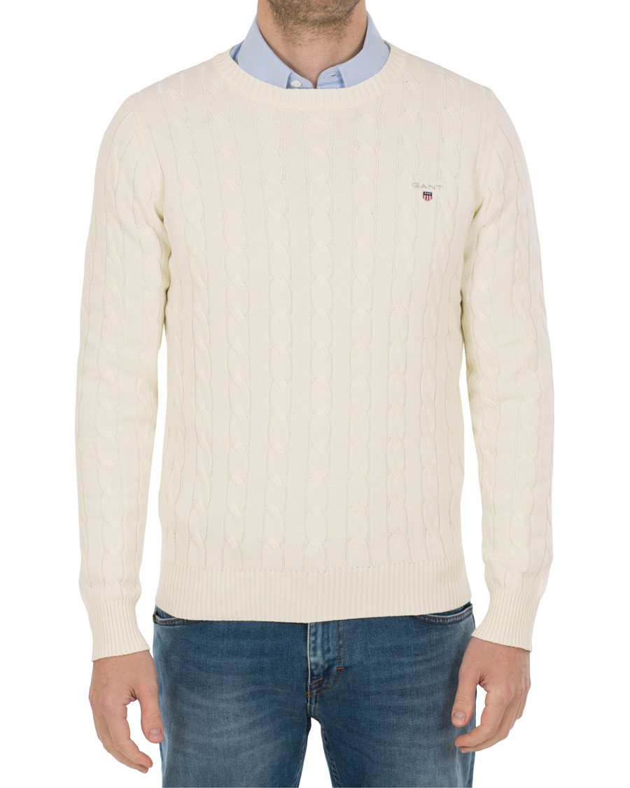 Herren | Pullover | GANT | Cotton Cable Crew Pullover Cream