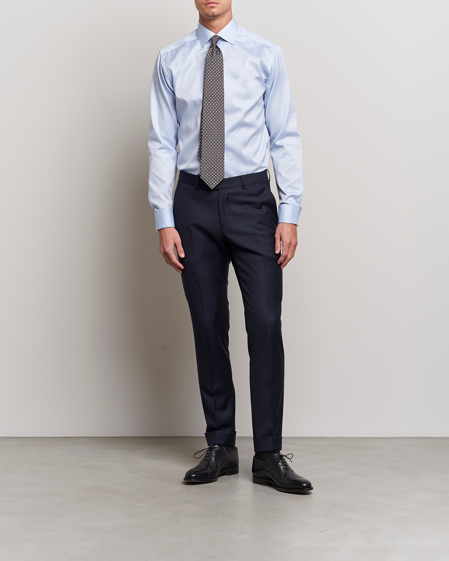 Men | Business Shirts | Eton | Slim Fit Shirt Double Cuff Blue