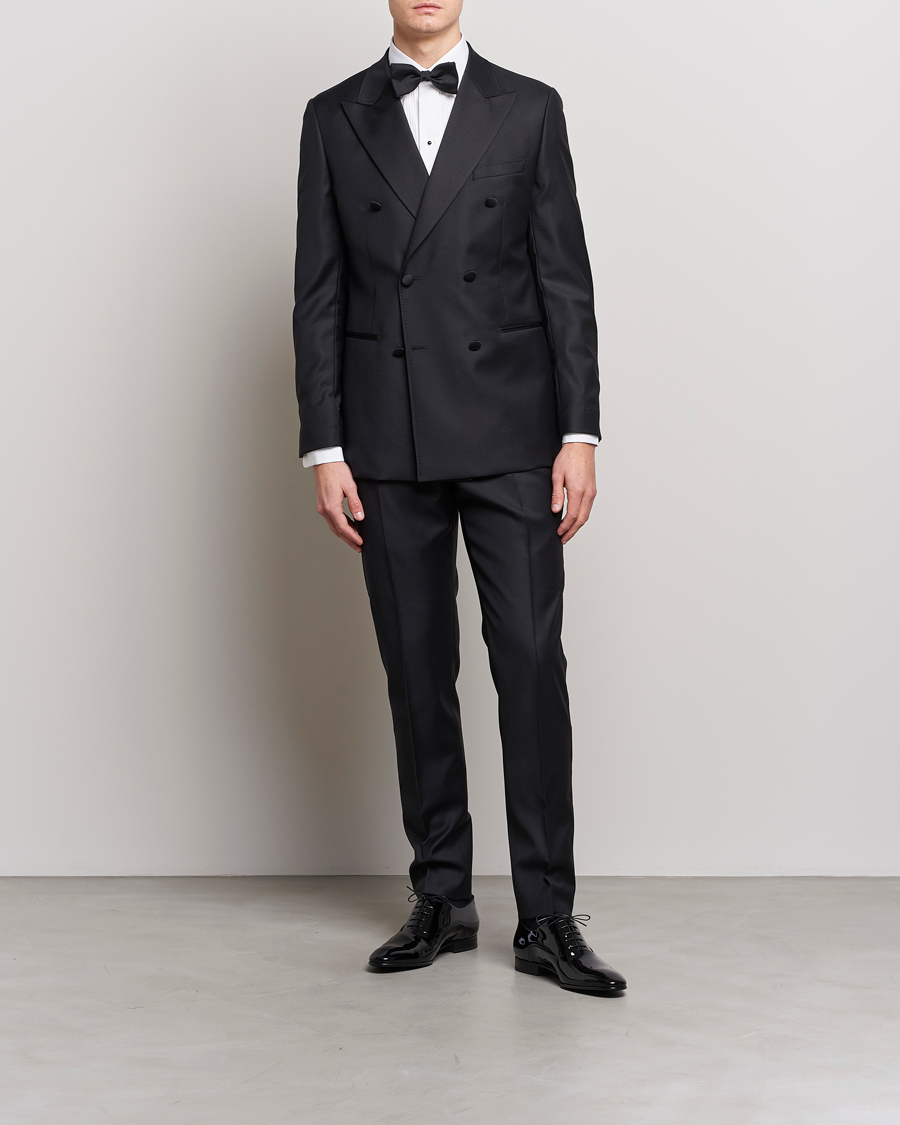 Herren | Festive | Eton | Slim Fit Tuxedo Shirt Black Ribbon White