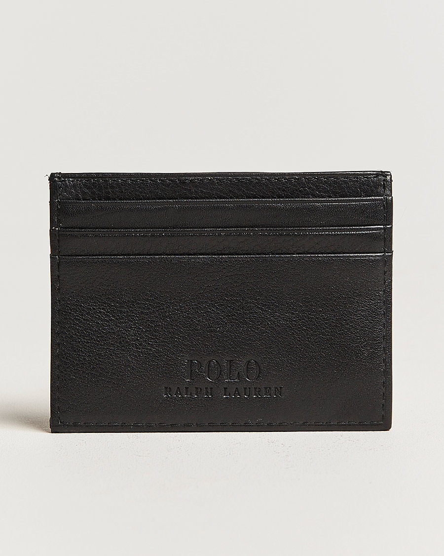 Herren | Polo Ralph Lauren Pebble Leather Slim Card Case Black | Polo Ralph Lauren | Pebble Leather Slim Card Case Black
