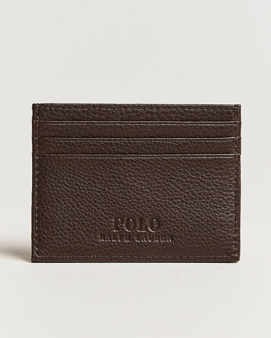 Herren | Polo Ralph Lauren Pebble Leather Slim Card Case Brown | Polo Ralph Lauren | Pebble Leather Slim Card Case Brown