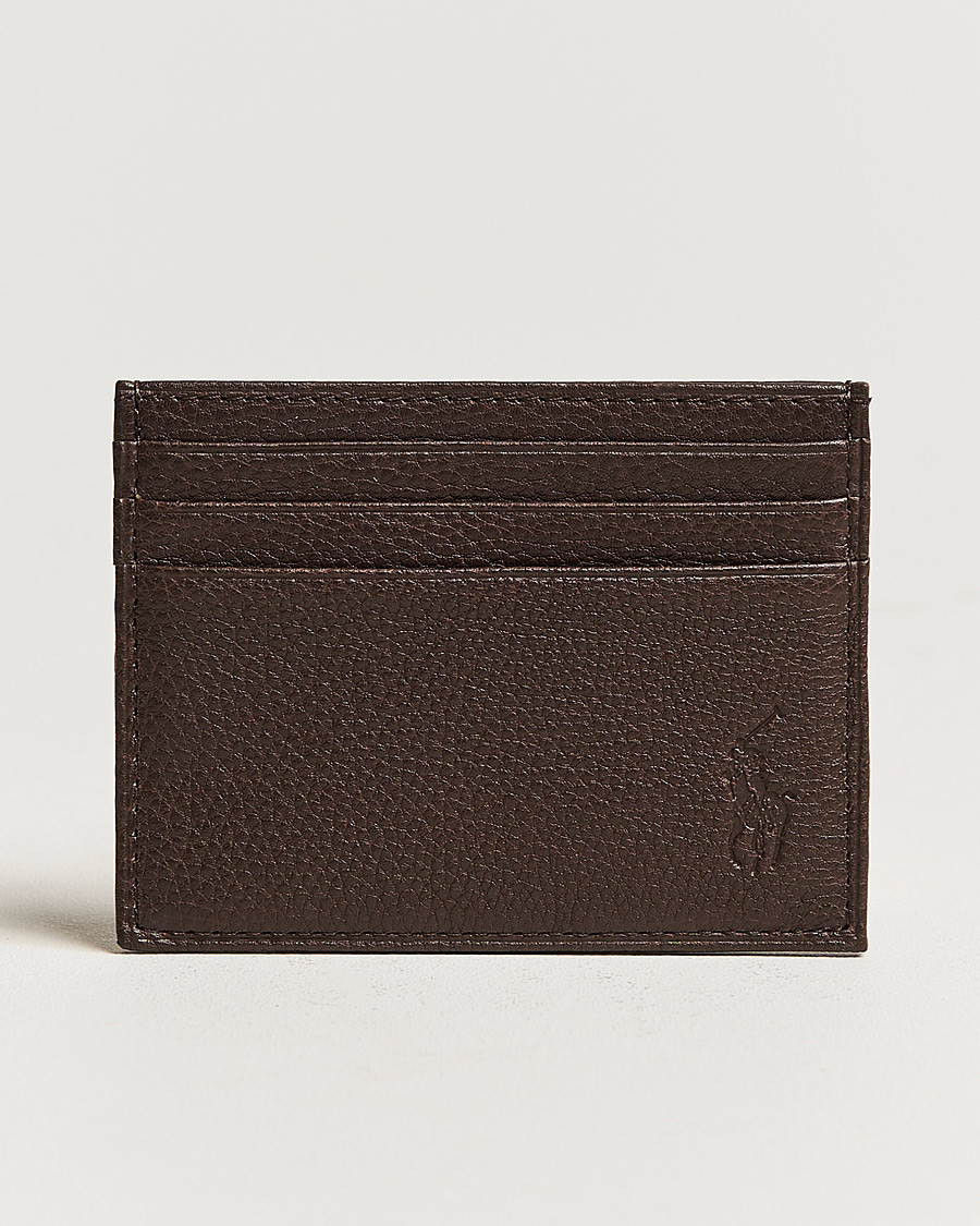 Herren | Polo Ralph Lauren Pebble Leather Slim Card Case Brown | Polo Ralph Lauren | Pebble Leather Slim Card Case Brown