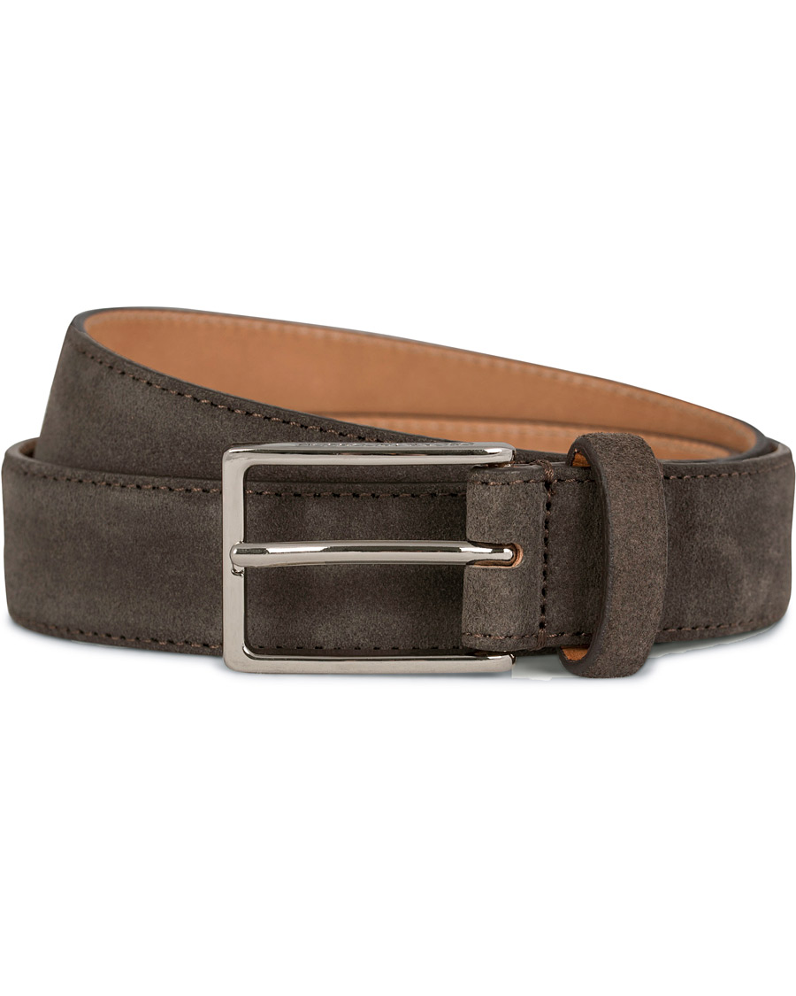 Herren | Oscar Jacobson Suede Belt 3 cm Dark Brown | Oscar Jacobson | Suede Belt 3 cm Dark Brown