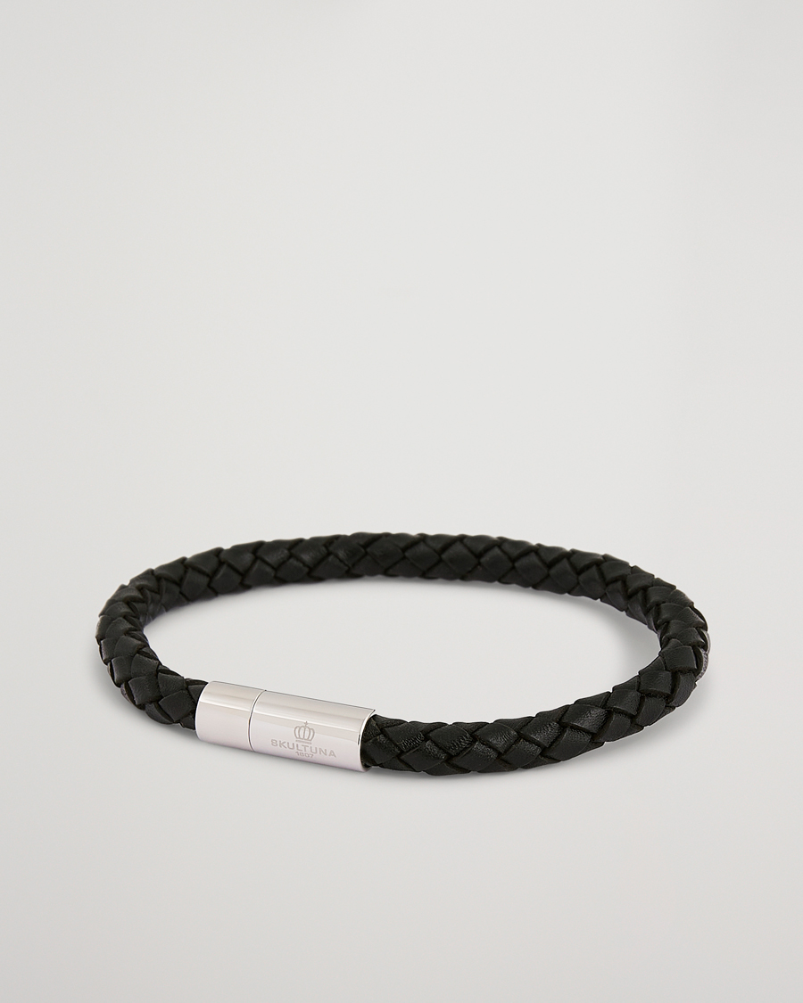 Herren | Schmuck | Skultuna | One Row Leather Bracelet Black Steel