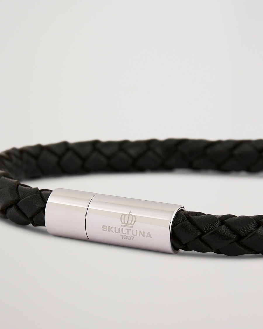 Herren | Schmuck | Skultuna | One Row Leather Bracelet Black Steel