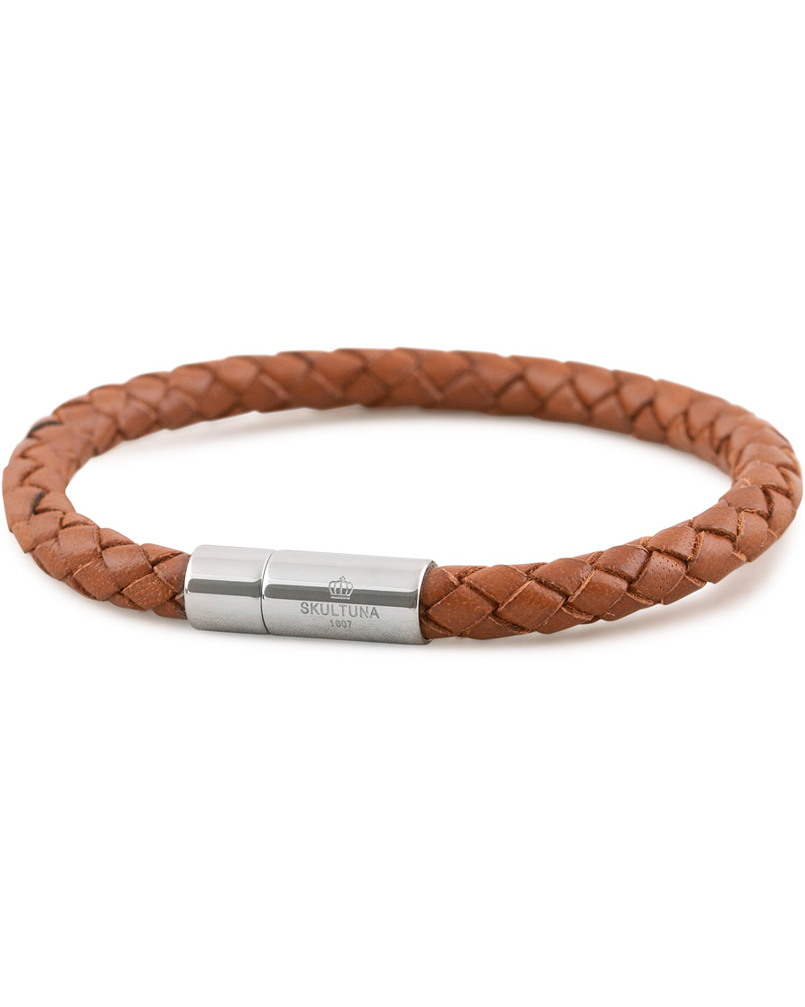 Herren | Skultuna One Row Leather Bracelet Brown Steel | Skultuna | One Row Leather Bracelet Brown Steel