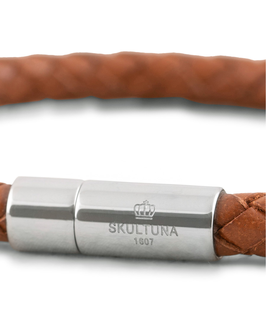 Herren | Skultuna One Row Leather Bracelet Brown Steel | Skultuna | One Row Leather Bracelet Brown Steel