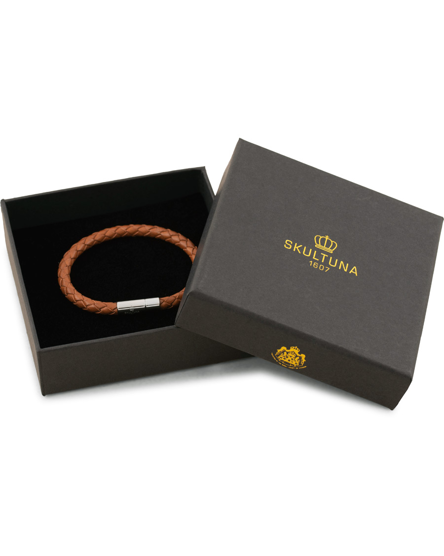 Herren | Skultuna One Row Leather Bracelet Brown Steel | Skultuna | One Row Leather Bracelet Brown Steel