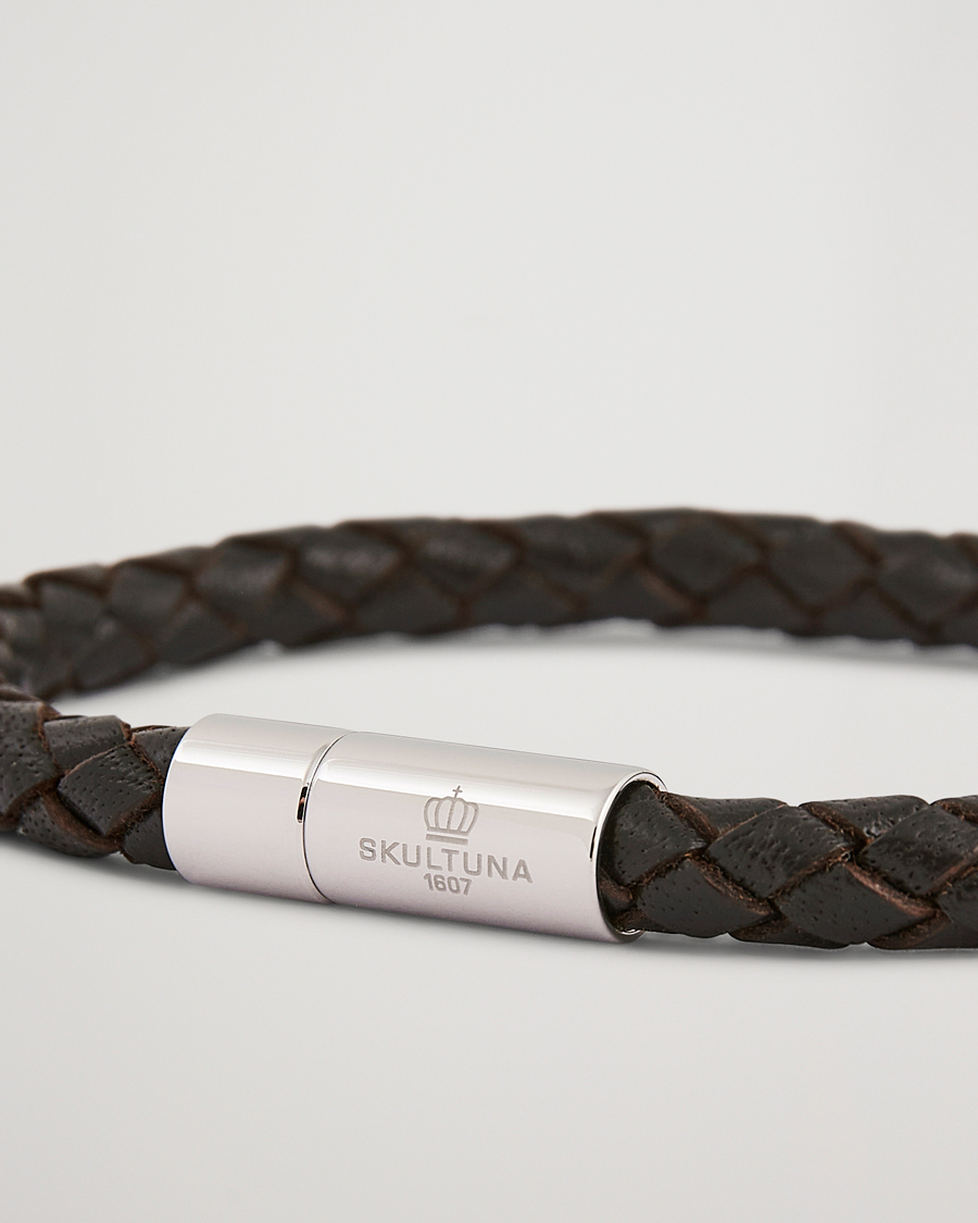 Herren | Schmuck | Skultuna | One Row Leather Bracelet Dark Brown Steel