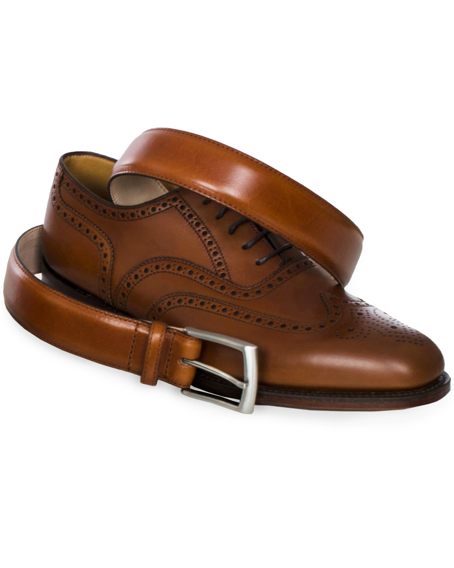 Herren | Loake 1880 Henry Leather Belt 3,3 cm Brown | Loake 1880 | Henry Leather Belt 3,3 cm Brown