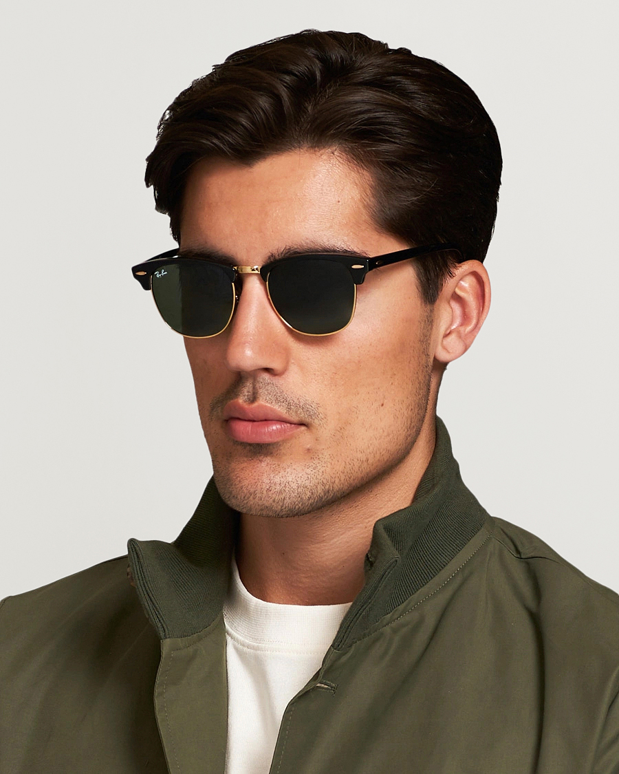 Herren | Gebogene Sonnenbrillen | Ray-Ban | Clubmaster Sunglasses Ebony/Crystal Green