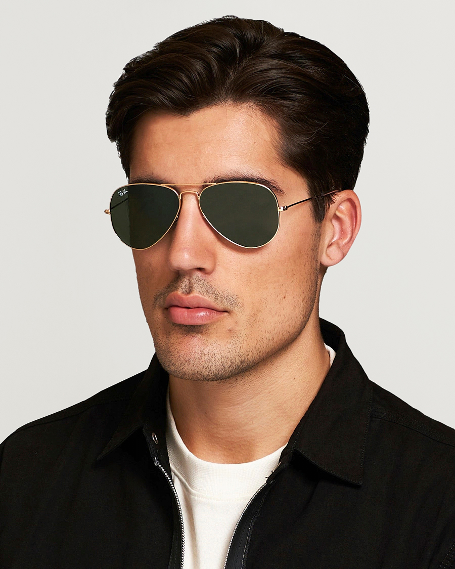 Herren | Gebogene Sonnenbrillen | Ray-Ban | 0RB3025 Aviator Large Metal Sunglasses Arista/Grey Green