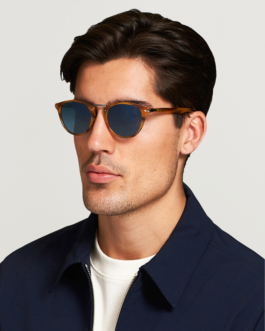 Herren | Persol | Persol | 0PO3108S Polarized Sunglasses Striped Brown/Gradient Blue