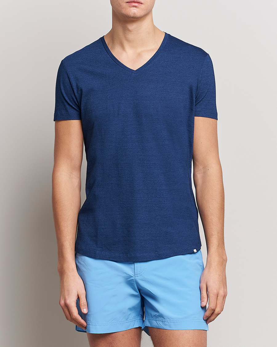 Herren |  | Orlebar Brown | OB V-Neck Tee Denim Pigment