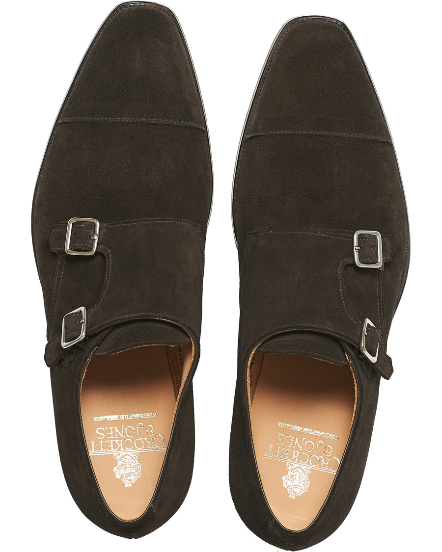 Herren | Crockett & Jones Lowndes Monkstrap Dark Brown Suede | Crockett & Jones | Lowndes Monkstrap Dark Brown Suede