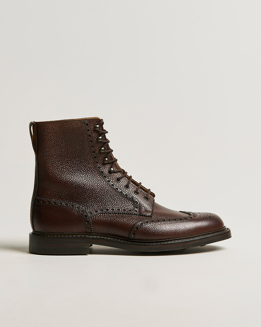 Herren | Handgefertigte Schuhe | Crockett & Jones | Islay Boot Dark Brown Grained Calf