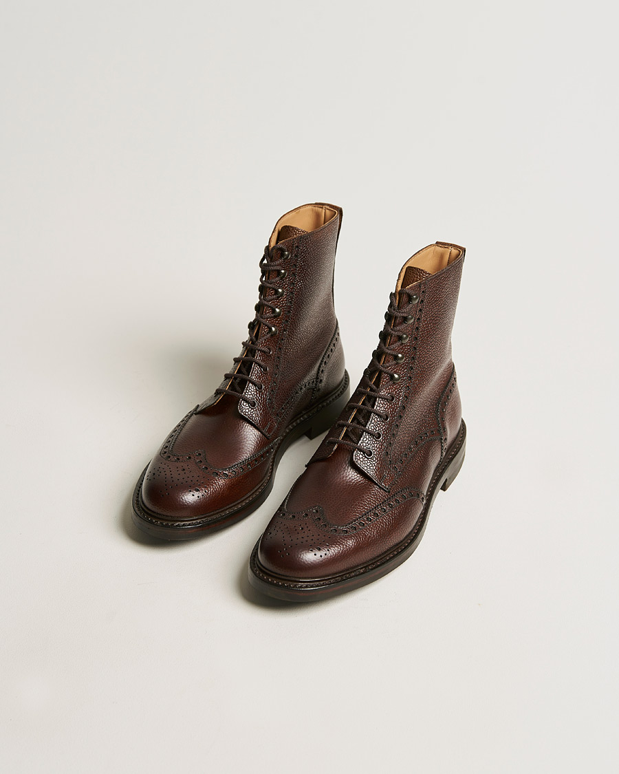 Herren | Handgefertigte Schuhe | Crockett & Jones | Islay Boot Dark Brown Grained Calf