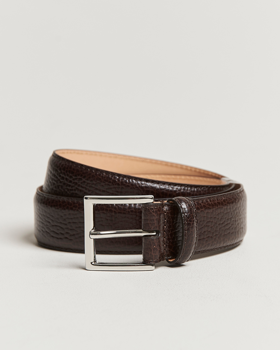 Herren | Gürtel | Crockett & Jones | Belt 3,5 cm Dark Brown Grained Calf