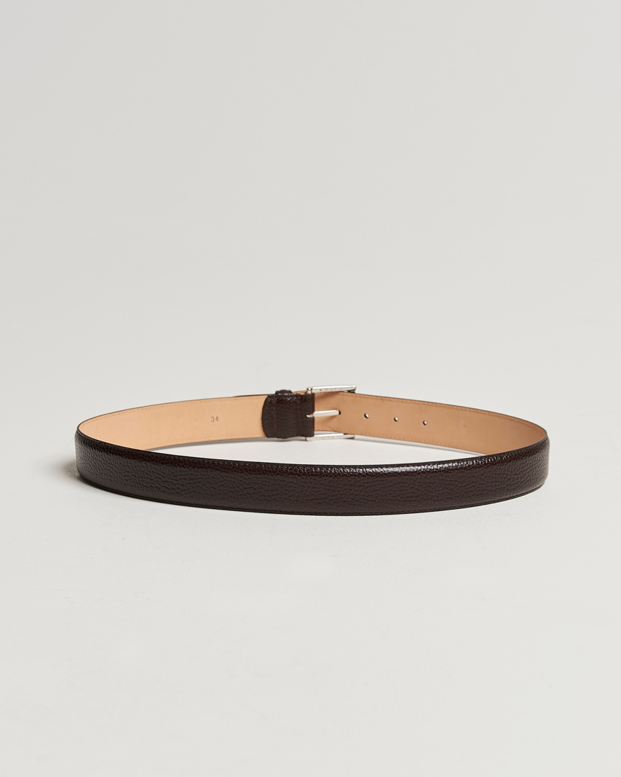 Herren |  | Crockett & Jones | Belt 3,5 cm Dark Brown Grained Calf