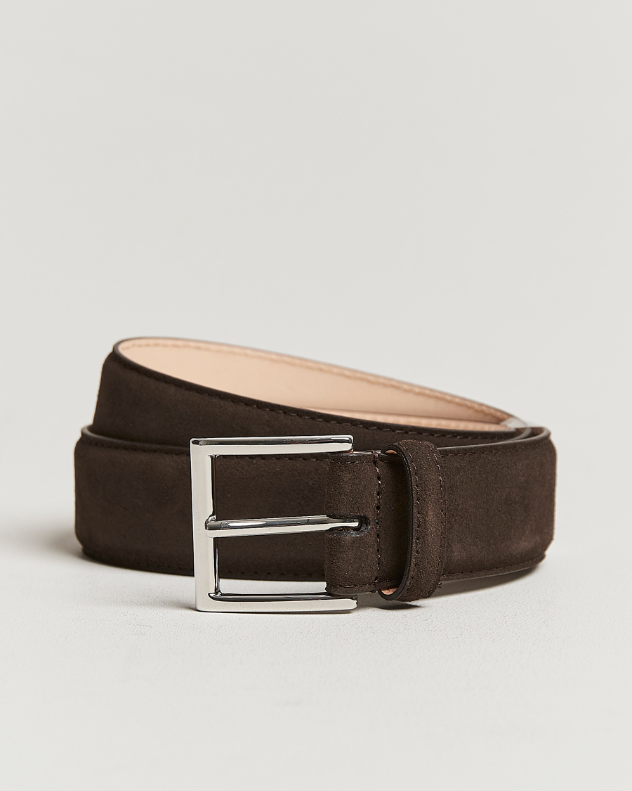 Herren | Gürtel | Crockett & Jones | Belt 3,2 cm Dark Brown Suede