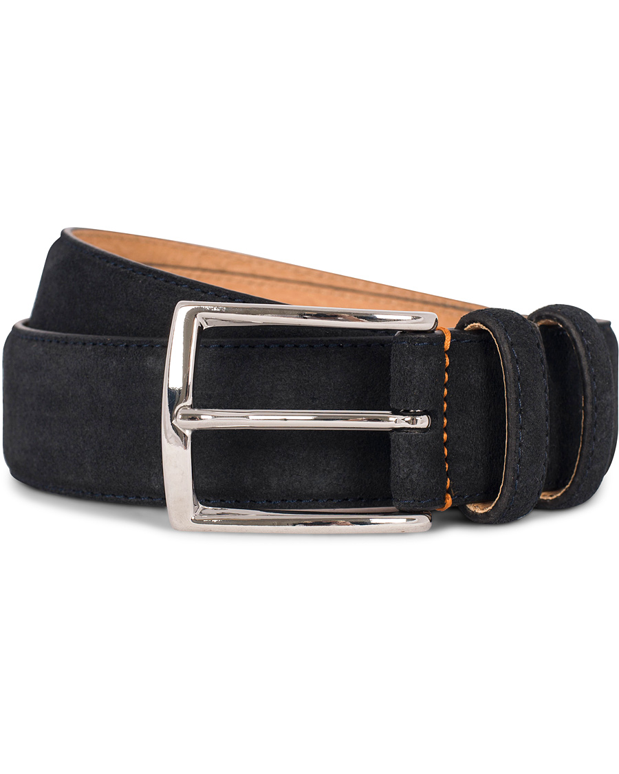 Herren | Morris Suede 3,5 cm Belt Dark Blue | Morris | Suede 3,5 cm Belt Dark Blue