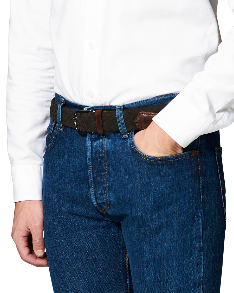 Herren | Morris Heritage Braided Suede 4 cm Belt Dark Brown 85 | Morris Heritage | Braided Suede 4 cm Belt Dark Brown 85