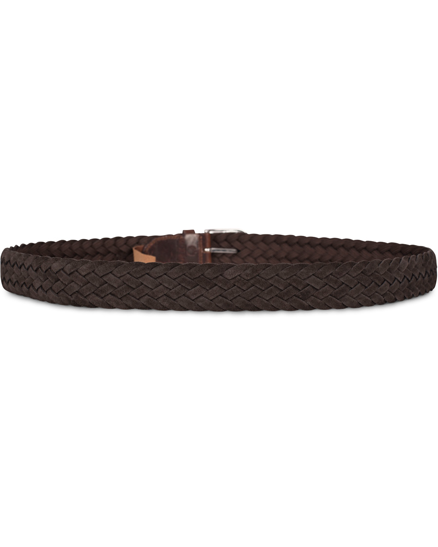 Herren | Morris Heritage Braided Suede 4 cm Belt Dark Brown 85 | Morris Heritage | Braided Suede 4 cm Belt Dark Brown 85