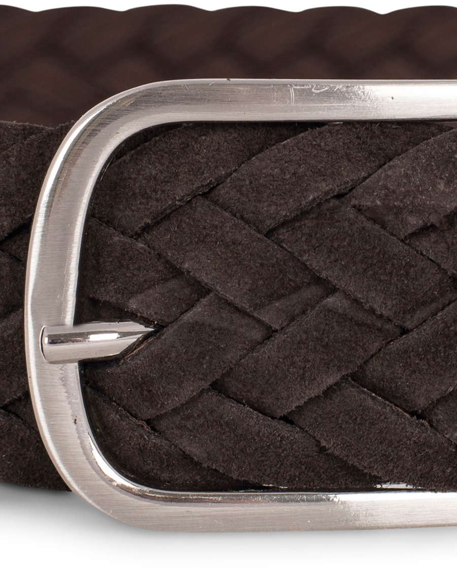 Herren | Morris Heritage Braided Suede 4 cm Belt Dark Brown 85 | Morris Heritage | Braided Suede 4 cm Belt Dark Brown 85