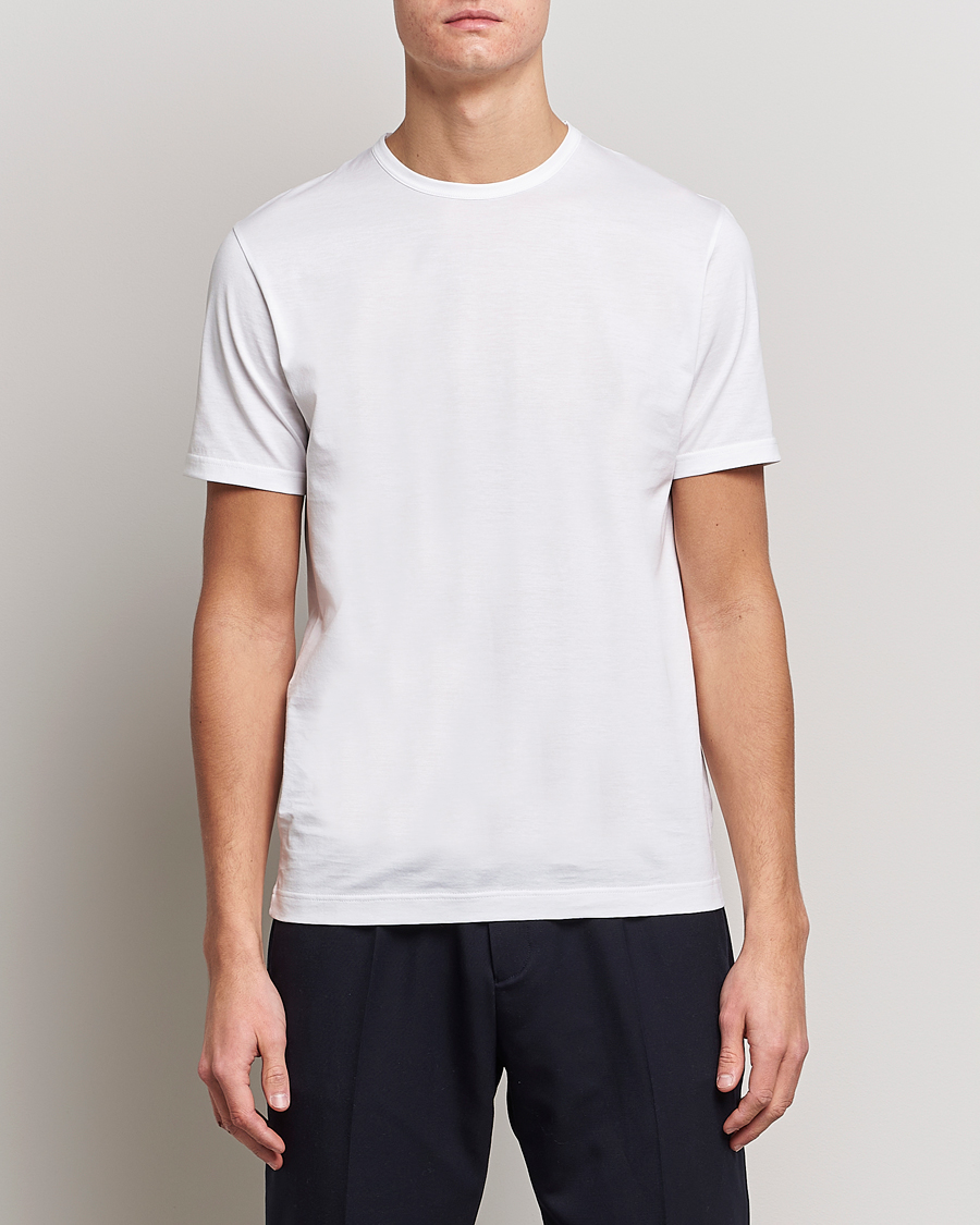 Herren | Sunspel | Sunspel | Crew Neck Cotton Tee White