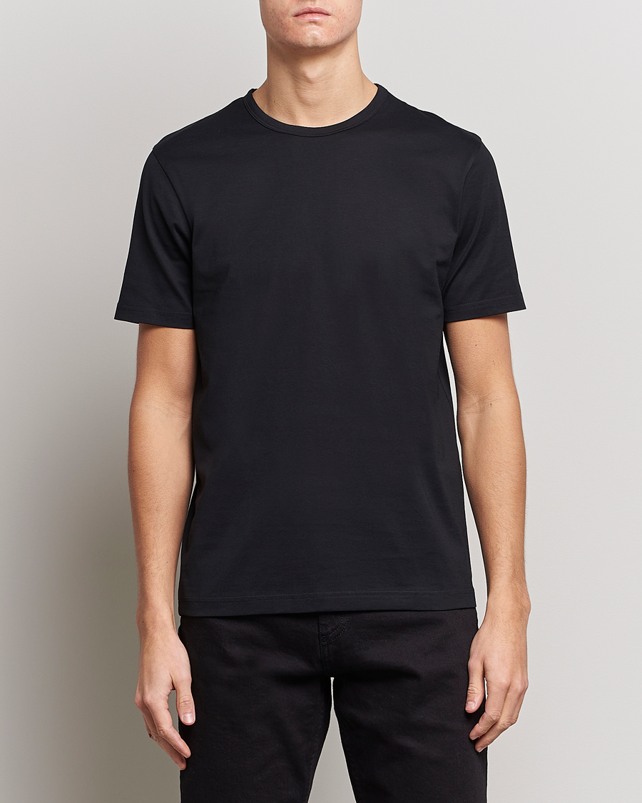 Herren | T-Shirts | Sunspel | Crew Neck Q82 Cotton T-Shirt Black