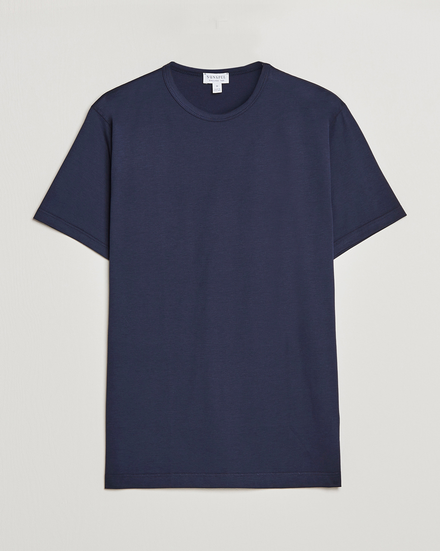 Herren | T-Shirts | Sunspel | Crew Neck Cotton Tee Navy