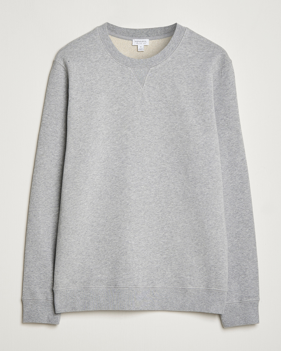 Herren | Graue Sweatshirts | Sunspel | Loopback Sweatshirt Grey Melange