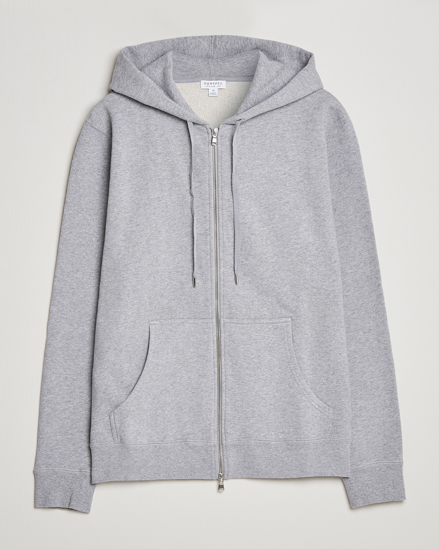 Herren | Pullover | Sunspel | Loopback Full Zip Hoodie Grey Melange