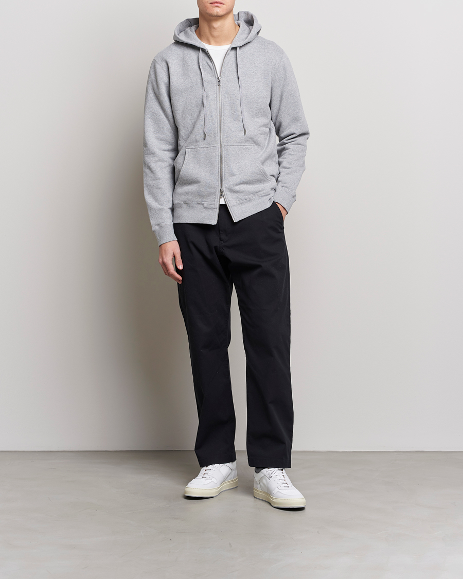 Herren | Pullover | Sunspel | Loopback Full Zip Hoodie Grey Melange